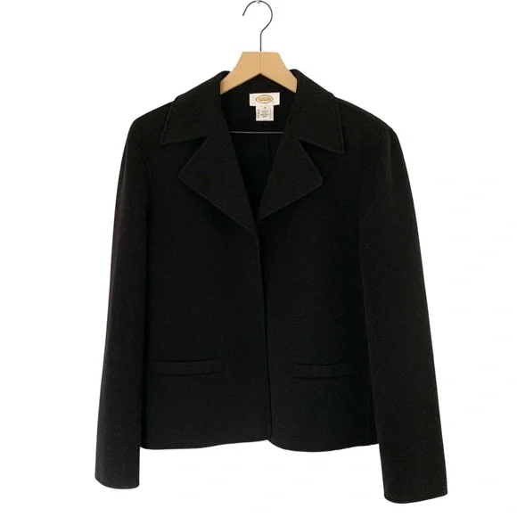 Talbots Black 100% Wool Open Front Jacket - Picture 2 of 9